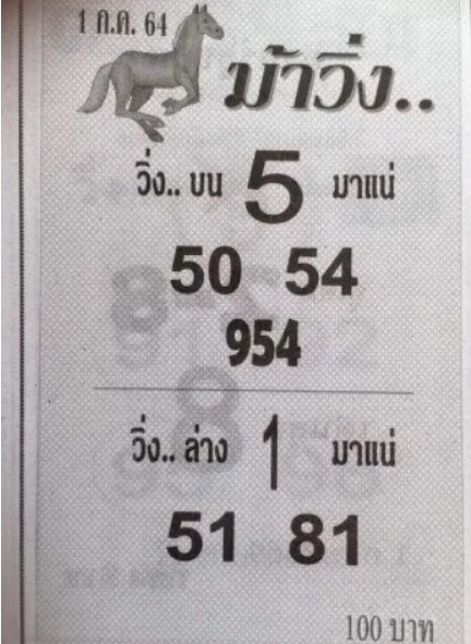 เลขเด็ด ม้าวิ่ง 1/7/64